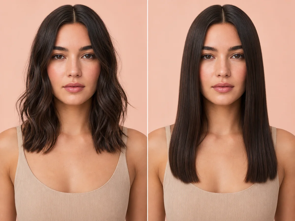 AI preview of a sleek straight hairstyle with a clean center part